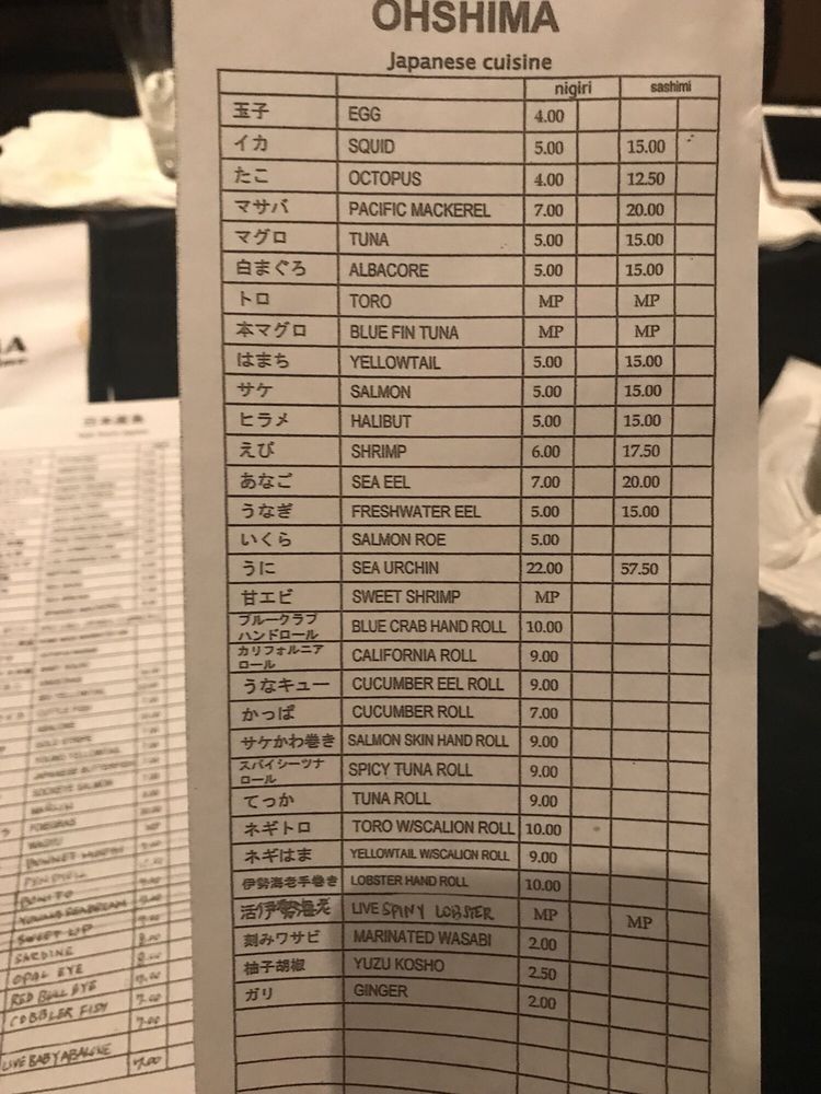 Restaurant menu page 1